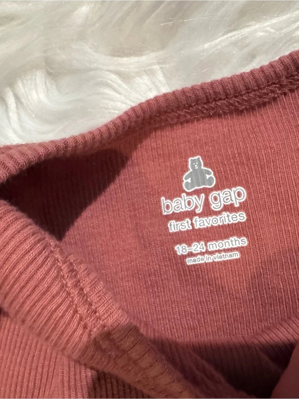Baby Gap Baby Girls 18-24M Pink Ribbed Ruffle Teddy Bear Bodysuit